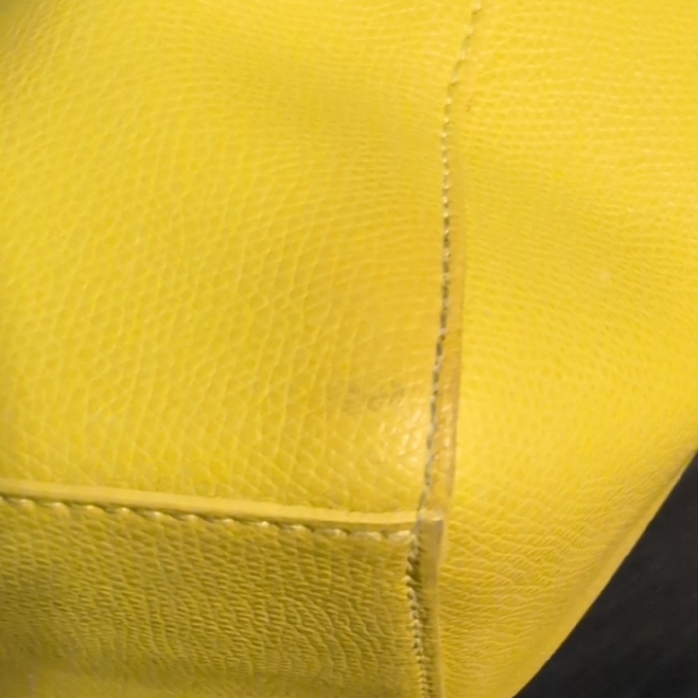 Furla Vibrant Yellow Tote Bag 17 x 11 Leather Clean Beautiful - Picture 6 of 16